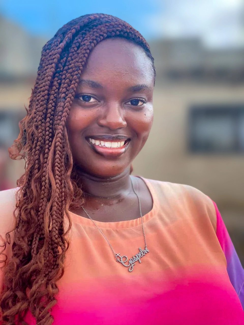 Customer wearing Visoire piece